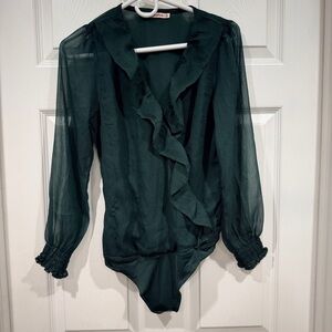 Abercrombie & Fitch | Green & Black Polka Dot Blouse